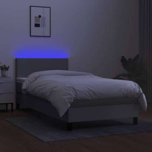 Krevet box spring s madracem LED svjetlosivi 90x200 cm tkanina - Svjetlosiva 90 x 200 cm Gladak dizajn Cijena