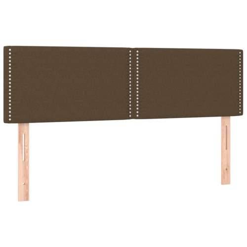 Krevet box spring s madracem LED tamnosmeđi 140x200 cm tkanina - Tamno smeđa 140 x 200 cm Obično s čavlima Cijena