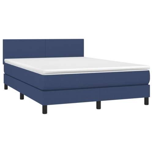 Krevet box spring s madracem LED plavi 140x200 cm od tkanine - Plava 140 x 200 cm Gladak dizajn Cijena