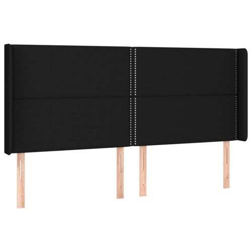 Krevet box spring s madracem LED crni 200x200 cm od tkanine - Crna 200 x 200 cm Obično s čavlima Cijena
