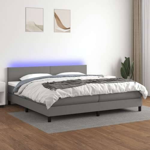 Krevet box spring s madracem LED tamnosivi 200x200 cm tkanina - Tamno siva 200 x 200 cm Gladak dizajn Cijena