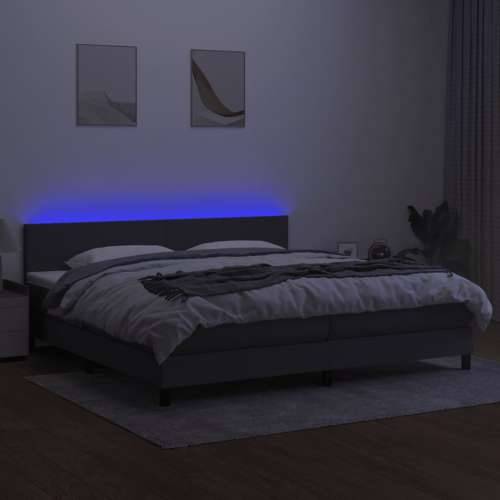 Krevet box spring s madracem LED tamnosivi 200x200 cm tkanina - Tamno siva 200 x 200 cm Gladak dizajn Cijena