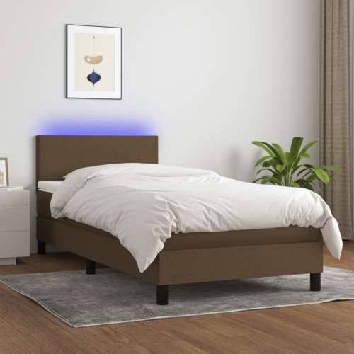 Krevet box spring s madracem LED tamnosmeđi 90x200 cm tkanina - Tamno smeđa 90 x 200 cm Gladak dizajn Cijena