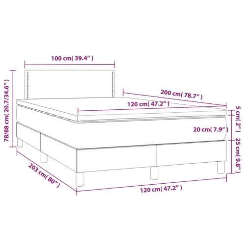 Krevet box spring s madracem LED plavi 120 x 200 cm od tkanine - Plava 120 x 200 cm Obično s čavlima Cijena