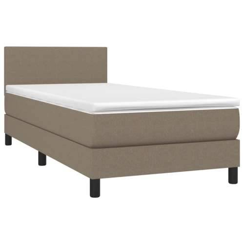 Krevet box spring s madracem LED smeđesivi 100x200 cm tkanina - Sivo-smeđa 100 x 200 cm Gladak dizajn Cijena