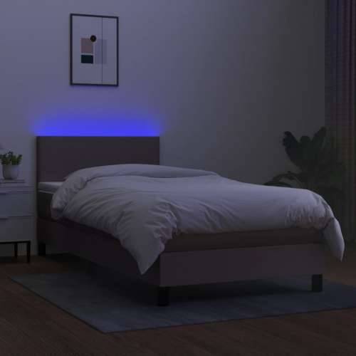 Krevet box spring s madracem LED smeđesivi 100x200 cm tkanina - Sivo-smeđa 100 x 200 cm Gladak dizajn Cijena
