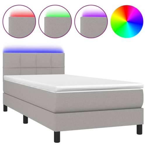 Krevet box spring s madracem LED svjetlosivi 80x200 cm tkanina - Svjetlosiva 80 x 200 cm Blok s kvadratima Cijena
