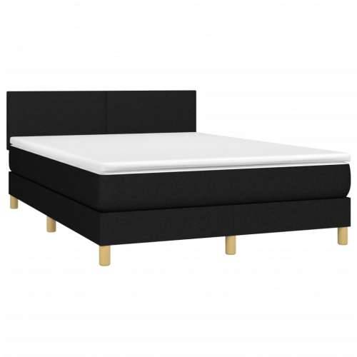 Krevet box spring s madracem LED crni 140x200 cm od tkanine - Crna 140 x 200 cm Gladak dizajn Cijena