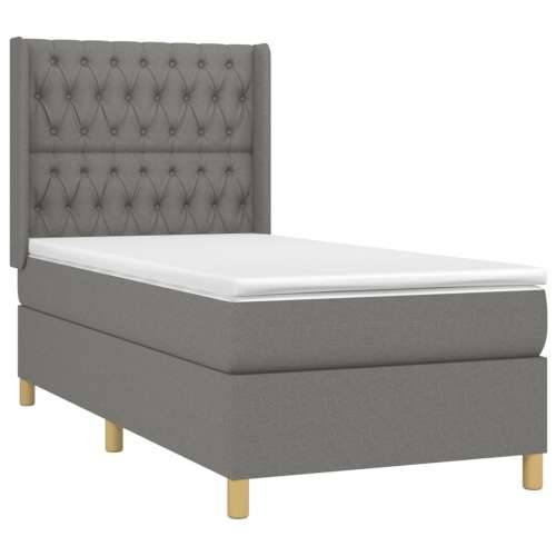 Krevet box spring s madracem LED tamnosivi 100x200 cm tkanina - Tamno siva 100 x 200 cm Dizajn s gumbima Cijena