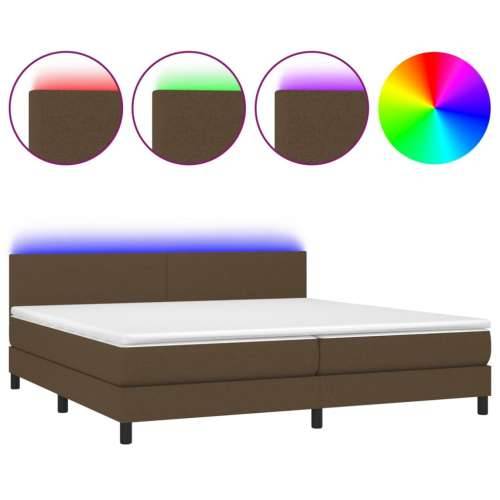 Krevet box spring s madracem LED tamnosmeđi 200x200 cm tkanina - Tamno smeđa 200 x 200 cm Gladak dizajn Cijena