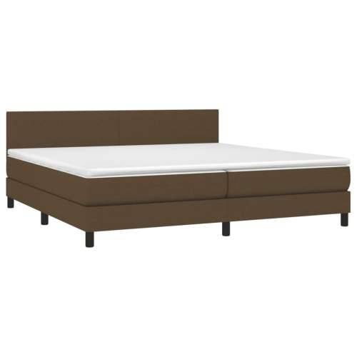 Krevet box spring s madracem LED tamnosmeđi 200x200 cm tkanina - Tamno smeđa 200 x 200 cm Gladak dizajn Cijena
