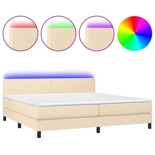Krevet box spring s madracem LED krem 200x200 cm od tkanine - Krema 200 x 200 cm Gladak dizajn Cijena