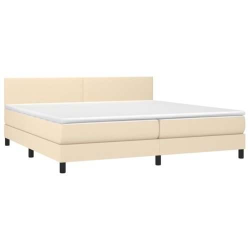 Krevet box spring s madracem LED krem 200x200 cm od tkanine - Krema 200 x 200 cm Gladak dizajn Cijena