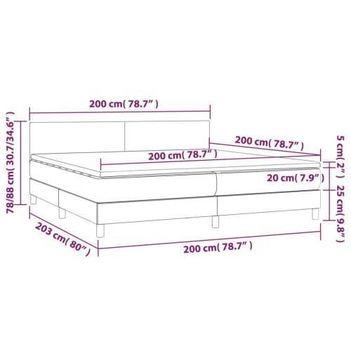 Krevet box spring s madracem LED krem 200x200 cm od tkanine - Krema 200 x 200 cm Gladak dizajn Cijena