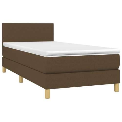 Krevet box spring s madracem LED tamnosmeđi 80 x 200 cm tkanina - Tamno smeđa 80 x 200 cm Gladak dizajn Cijena