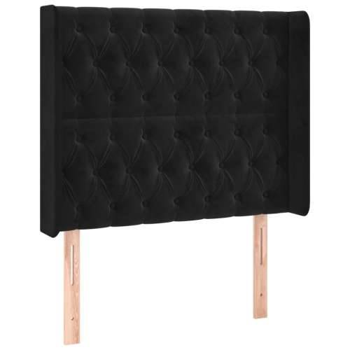 Krevet box spring s madracem LED crni 100x200 cm baršun - Crna 100 x 200 cm Dizajn s gumbima Cijena