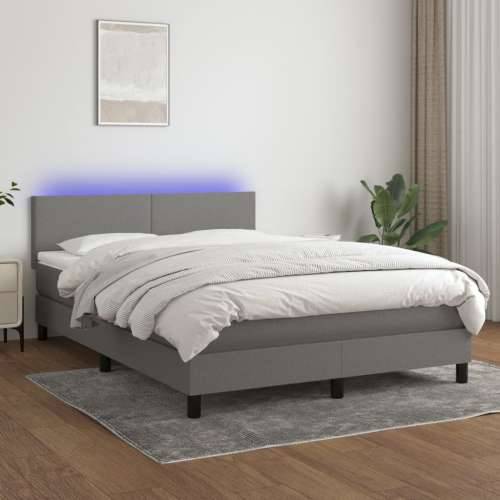 Krevet box spring s madracem LED tamnosivi 140x190 cm tkanina - Tamno siva 140 x 190 cm Gladak dizajn Cijena