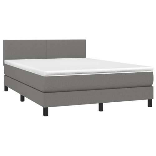 Krevet box spring s madracem LED tamnosivi 140x190 cm tkanina - Tamno siva 140 x 190 cm Gladak dizajn Cijena
