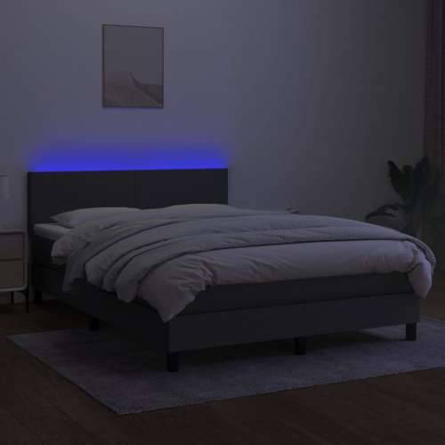 Krevet box spring s madracem LED tamnosivi 140x190 cm tkanina - Tamno siva 140 x 190 cm Gladak dizajn Cijena