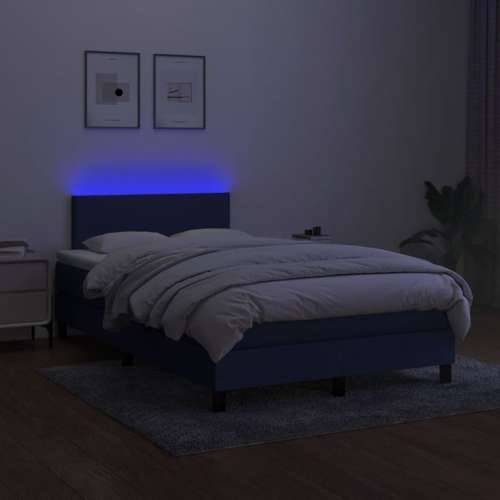 Krevet box spring s madracem LED plavi 120 x 200 cm od tkanine - Plava 120 x 200 cm Gladak dizajn Cijena