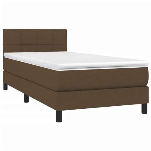 Krevet box spring s madracem LED tamnosmeđi 90x200 cm tkanina - Tamno smeđa 90 x 200 cm Blok s kvadratima Cijena