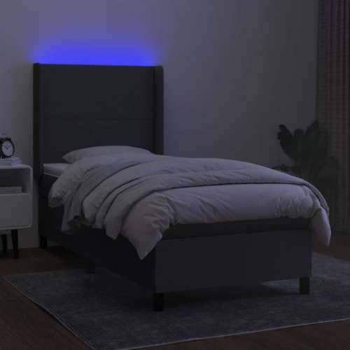 Krevet box spring s madracem LED tamnosivi 80 x 200 cm tkanina - Tamno siva 80 x 200 cm Gladak dizajn Cijena