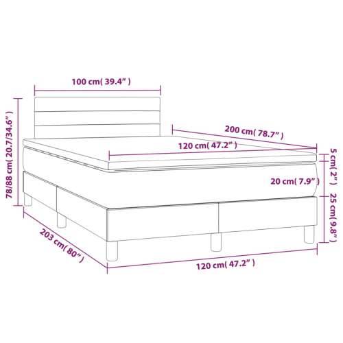 Krevet box spring s madracem LED krem 120 x 200 cm od tkanine - Krema 120 x 200 cm vodoravne pruge Cijena