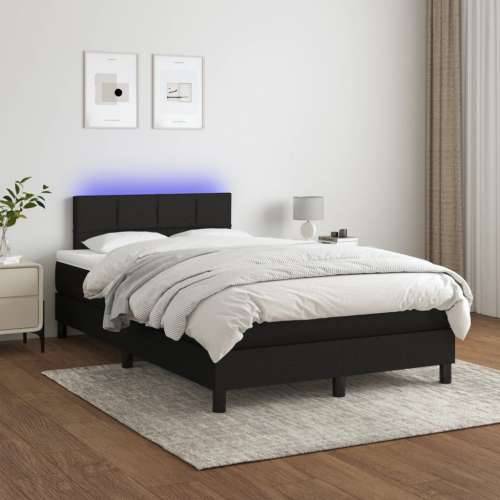 Krevet box spring s madracem LED crni 120 x 200 cm od tkanine - Crna 120 x 200 cm Blok s kvadratima Cijena