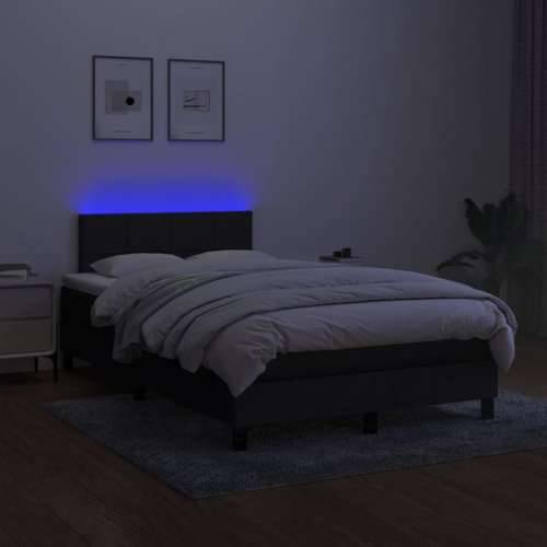 Krevet box spring s madracem LED crni 120 x 200 cm od tkanine - Crna 120 x 200 cm Blok s kvadratima Cijena