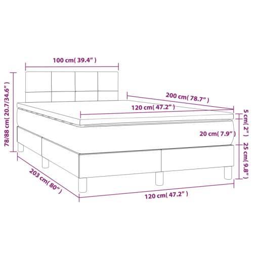 Krevet box spring s madracem LED crni 120 x 200 cm od tkanine - Crna 120 x 200 cm Blok s kvadratima Cijena