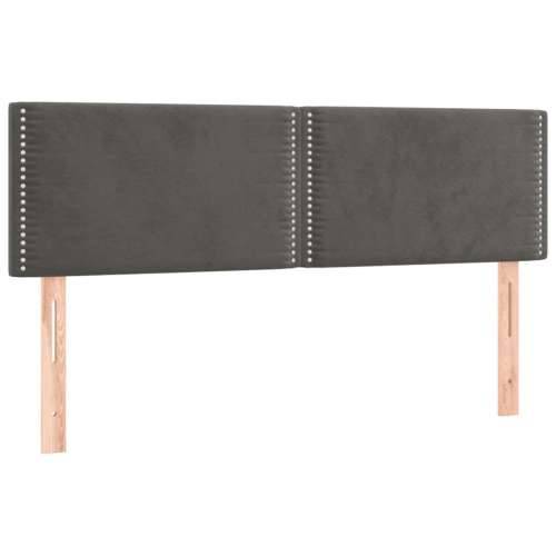 Krevet box spring s madracem LED tamnosivi 140x190 cm baršun - Tamno siva 140 x 190 cm Obično s čavlima Cijena