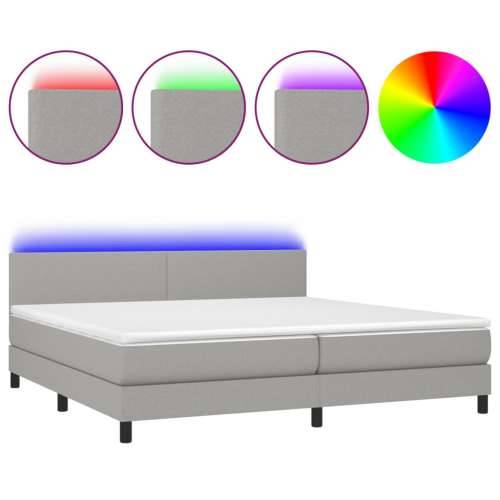 Krevet box spring s madracem LED svjetlosivi 200x200 cm tkanina - Svjetlosiva 200 x 200 cm Gladak dizajn Cijena