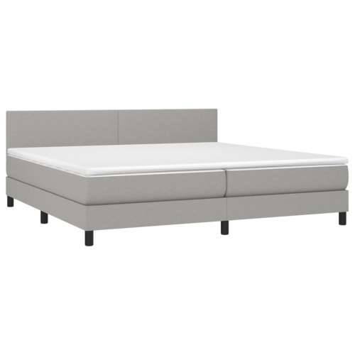 Krevet box spring s madracem LED svjetlosivi 200x200 cm tkanina - Svjetlosiva 200 x 200 cm Gladak dizajn Cijena
