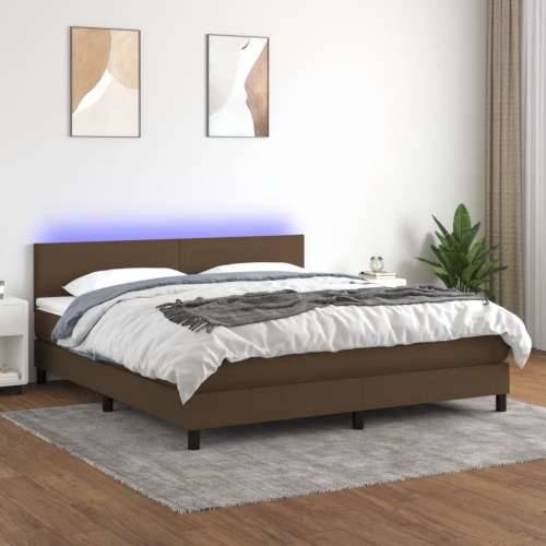 Krevet box spring s madracem LED tamnosmeđi 160x200 cm tkanina - Tamno smeđa 160 x 200 cm Gladak dizajn Cijena
