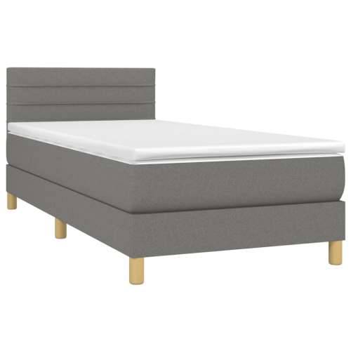 Krevet box spring s madracem LED tamnosivi 80 x 200 cm tkanina - Tamno siva 80 x 200 cm vodoravne pruge Cijena