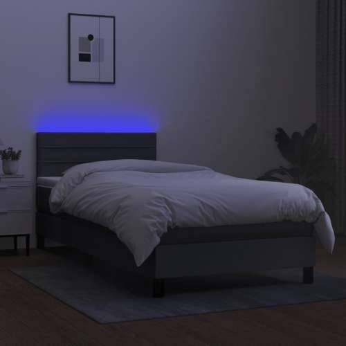 Krevet box spring s madracem LED tamnosivi 80 x 200 cm tkanina - Tamno siva 80 x 200 cm vodoravne pruge Cijena