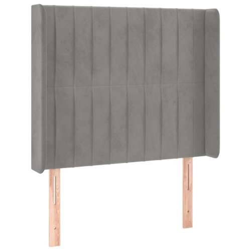Krevet box spring s madracem LED svjetlosivi 90x190 cm baršun - Svjetlosiva 90 x 190 cm Okomite pruge Cijena