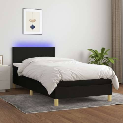 Krevet box spring s madracem LED crni 100x200 cm od tkanine - Crna 100 x 200 cm Gladak dizajn Cijena