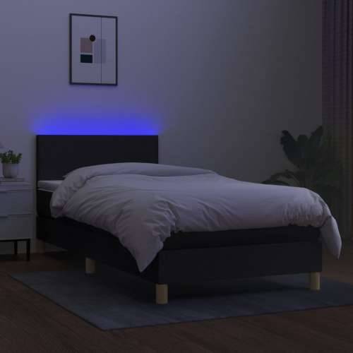 Krevet box spring s madracem LED crni 100x200 cm od tkanine - Crna 100 x 200 cm Gladak dizajn Cijena