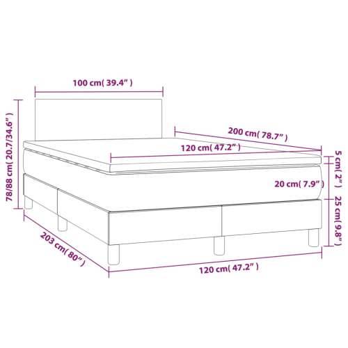 Krevet box spring s madracem LED crni 120 x 200 cm od tkanine - Crna 120 x 200 cm Gladak dizajn Cijena