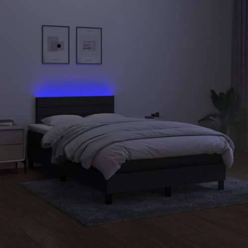 Krevet box spring s madracem LED crni 120 x 200 cm od tkanine - Crna 120 x 200 cm vodoravne pruge Cijena