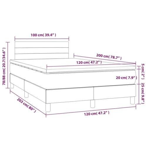 Krevet box spring s madracem LED crni 120 x 200 cm od tkanine - Crna 120 x 200 cm vodoravne pruge Cijena