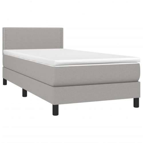 Krevet box spring s madracem LED svjetlosivi 80x200 cm tkanina - Svjetlosiva 80 x 200 cm Obično s čavlima Cijena