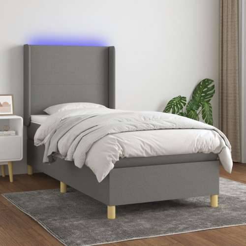 Krevet box spring s madracem LED tamnosivi 90x200 cm tkanina - Tamno siva 90 x 200 cm Gladak dizajn Cijena