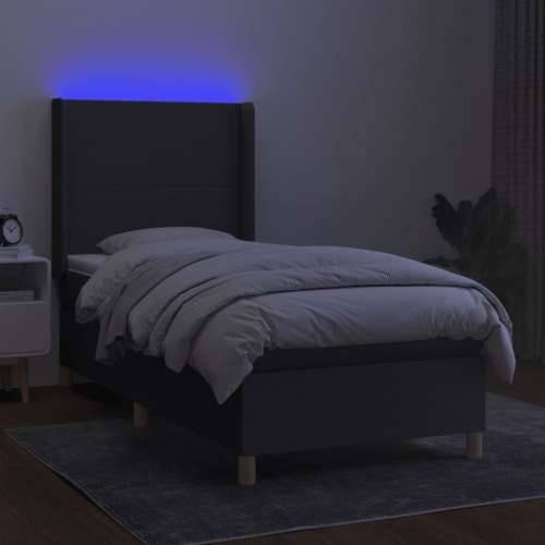 Krevet box spring s madracem LED tamnosivi 90x200 cm tkanina - Tamno siva 90 x 200 cm Gladak dizajn Cijena