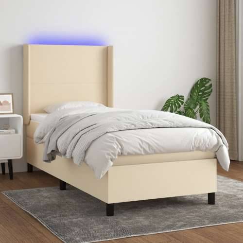 Krevet box spring s madracem LED krem 80 x 200 cm od tkanine - Krema 80 x 200 cm Gladak dizajn Cijena