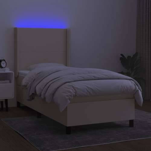 Krevet box spring s madracem LED krem 80 x 200 cm od tkanine - Krema 80 x 200 cm Gladak dizajn Cijena