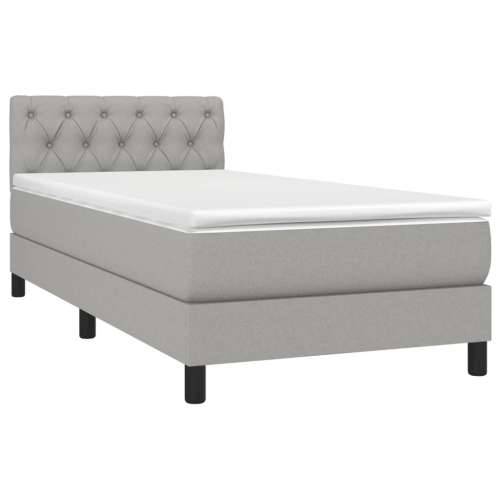 Krevet box spring s madracem LED svjetlosivi 80x200 cm tkanina - Svjetlosiva 80 x 200 cm Dizajn s gumbima Cijena