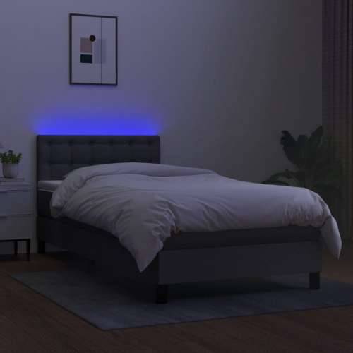 Krevet box spring s madracem LED tamnosivi 100x200 cm tkanina - Tamno siva 100 x 200 cm gumbi Cijena
