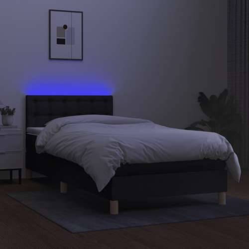 Krevet box spring s madracem LED crni 80 x 200 cm od tkanine - Crna 80 x 200 cm gumbi Cijena